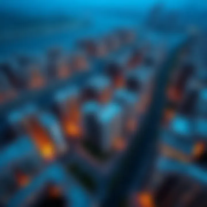 Aerial Perspective of Redwood's Urban Development An aerial view of a vibrant urban development by Redwood in Dubai