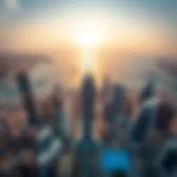 Aerial view showcasing the Regal Tower amidst the skyline of Business Bay