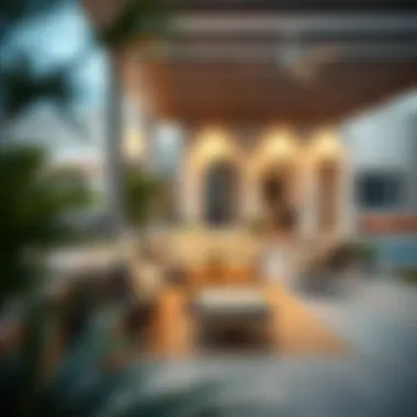 Cozy outdoor seating area at a rental villa in Shakhbout