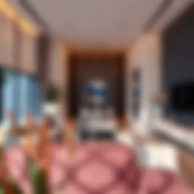 Interior view of a modern rental villa showcasing spacious living area