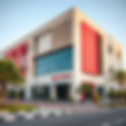 Exterior view of a modern school building near Al Khail Gate