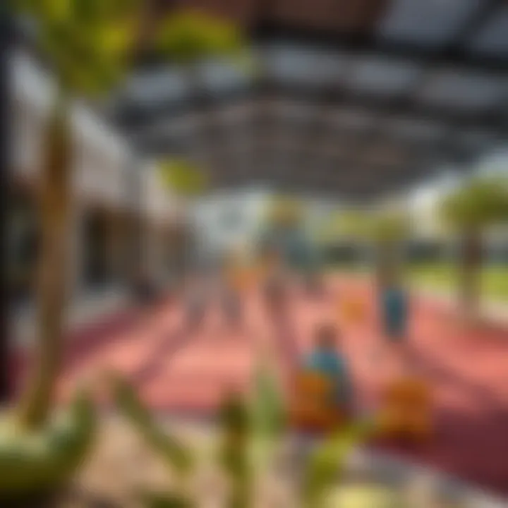 Playground area with children engaging in recreational activities