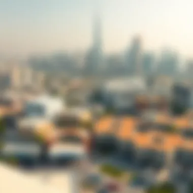 Education in the Heart of Dubai's Urban Landscape An overview of Dubai's skyline with schools integrated within the urban landscape.