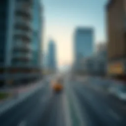 A panoramic view of Sheikh Zayed Road showcasing modern architecture