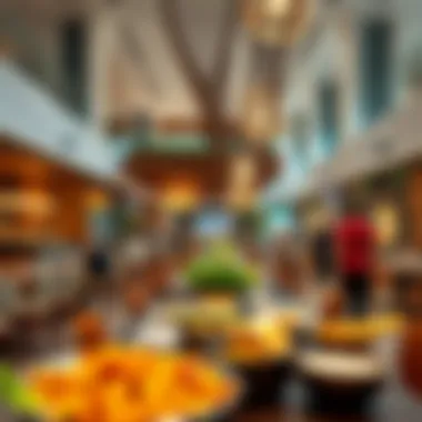 An inviting dining area featuring various culinary offerings in the mall