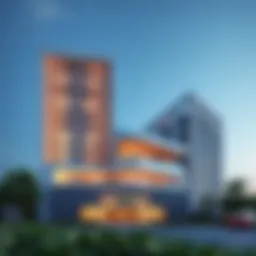 Stunning exterior view of Sobha Hartland Greens Building 5 showcasing modern architecture