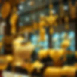 Intricate gold jewelry displayed at Souk Oro