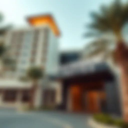 Modern Architecture of Staybridge Suites Exterior view of Staybridge Suites Dubai Al-Maktoum Airport showcasing modern architecture