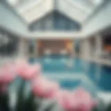 Luxurious Indoor Pool A luxurious indoor pool surrounded by modern architecture.