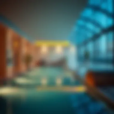 Serene Indoor Pool Atmosphere A serene indoor pool setting with ambient lighting.