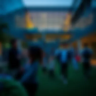 Dynamic Campus Life at the British University A vibrant campus life scene with diverse students participating in activities