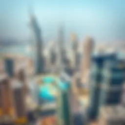 An aerial view of Dubai's skyline showcasing modern architecture