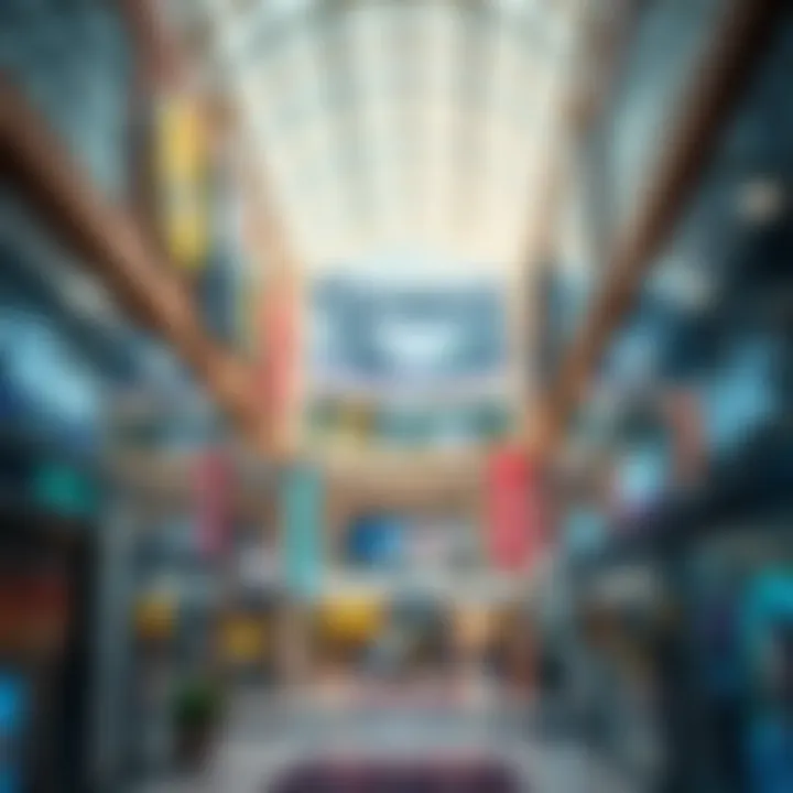 A bustling shopping center in Mirdif filled with diverse shops