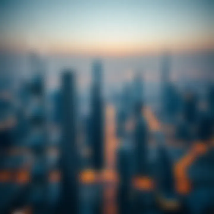 Aerial View of Dubai Skyline with Skyscrapers Aerial view showcasing the skyline of Dubai with skyscrapers