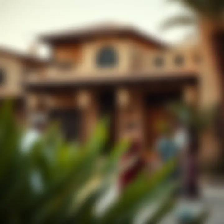 Community gathering around a traditional UAE residence