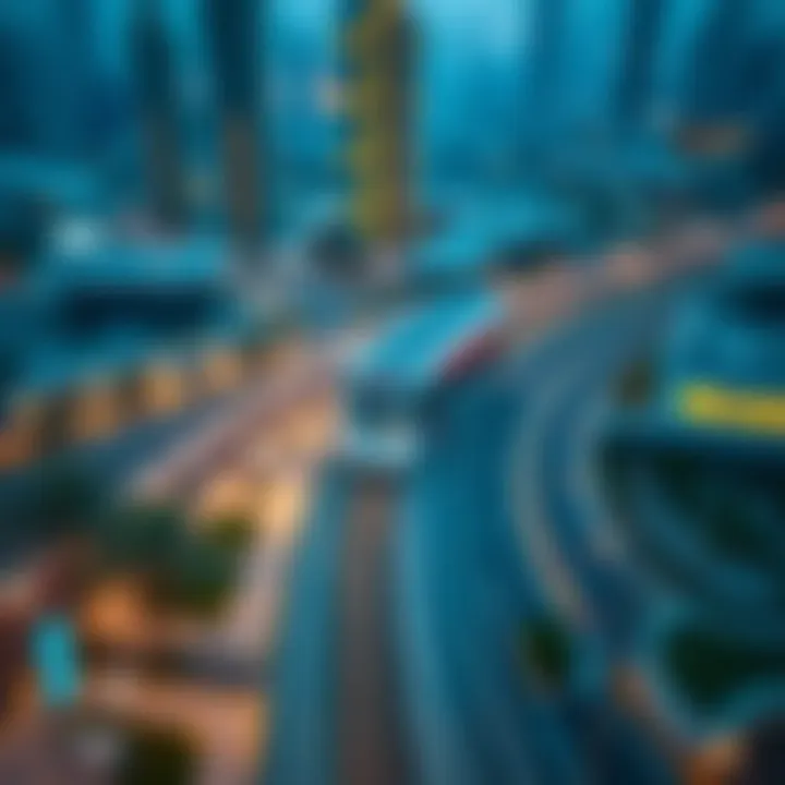 Aerial view of the tram's impact on real estate development