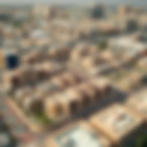 Aerial View of Al Quoz 3 Aerial view of Al Quoz 3 showcasing its unique blend of residential and commercial architecture