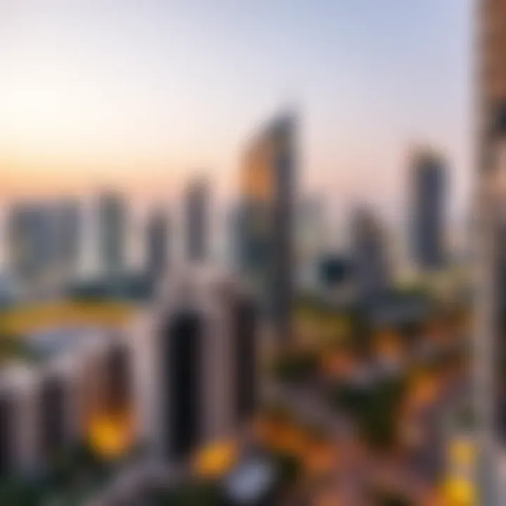 Panoramic View of JLT A panoramic view of Jumeirah Lake Towers showcasing residential and commercial buildings.