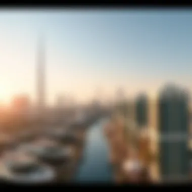Dubai Real Estate Landscape An artistic depiction of the Dubai skyline with real estate investments highlighted