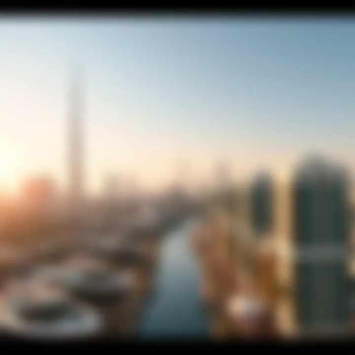Dubai Real Estate Landscape An artistic depiction of the Dubai skyline with real estate investments highlighted