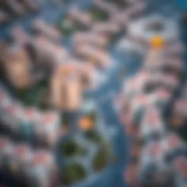 Aerial view showcasing a vibrant community developed by Imkan