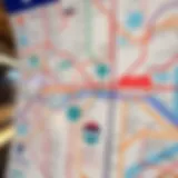 A detailed view of the Dubai Metro map showcasing various lines and stations.