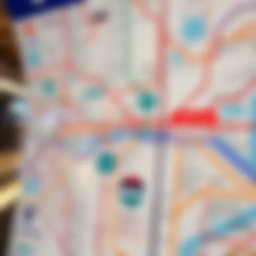 A detailed view of the Dubai Metro map showcasing various lines and stations.