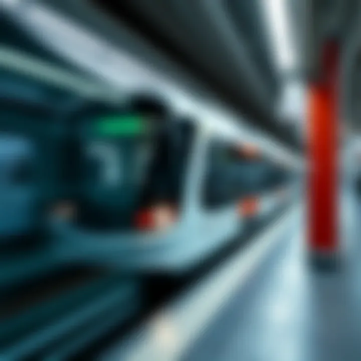 An illustration of a Dubai Metro train in motion, emphasizing the modern design.