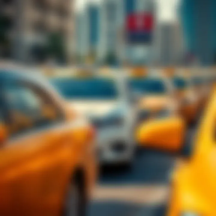 Variety of Taxis in Dubai: An Overview Different types of taxis available in Dubai parked in a row