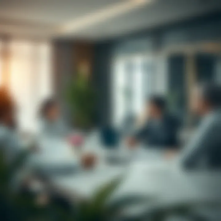 A meeting between real estate professionals discussing title deeds