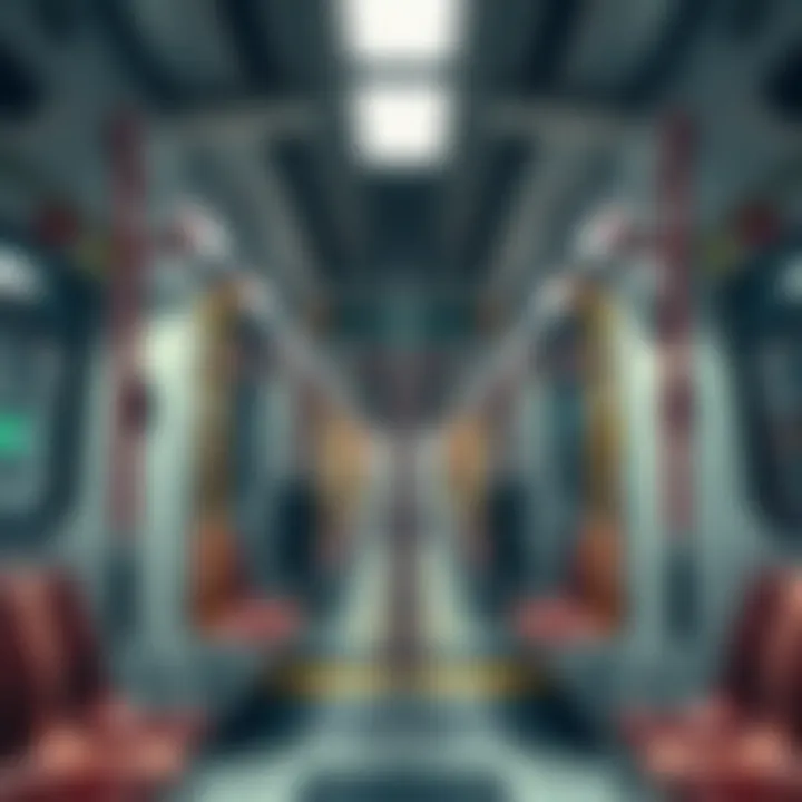 Dubai Tram Interior During Busy Times Interior of a Dubai tram during peak hours