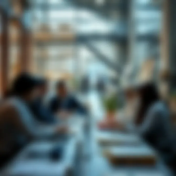 Workers discussing in a collaborative setting