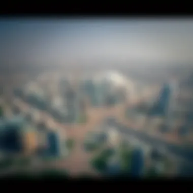 Aerial View of International City in Dubai Aerial view of International City showcasing its diverse architecture