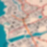 A detailed map highlighting International City in Dubai
