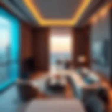 Luxury Living in Dubai Interior of a luxurious high-rise apartment in Dubai