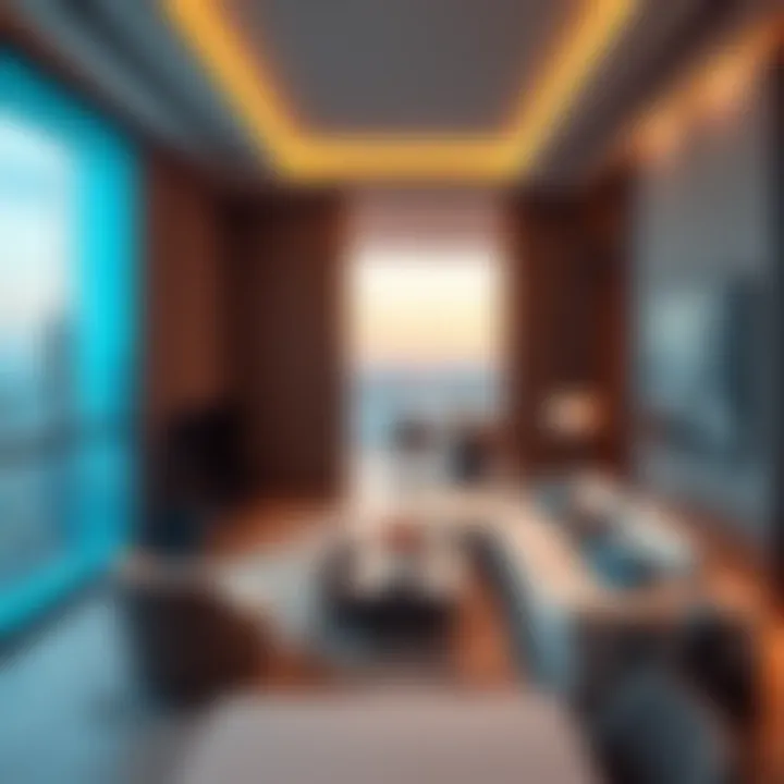 Luxury Living in Dubai Interior of a luxurious high-rise apartment in Dubai