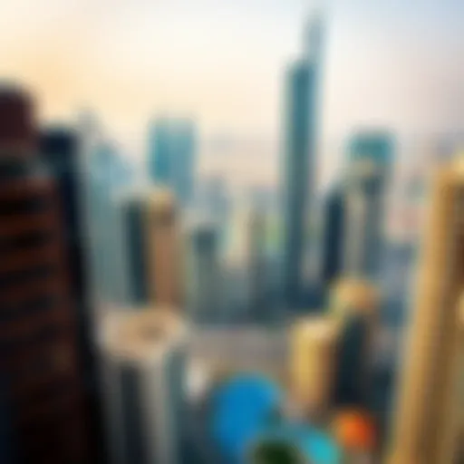 Dubai's Iconic Skyline Aerial view of Dubai's skyline showcasing high-rise buildings