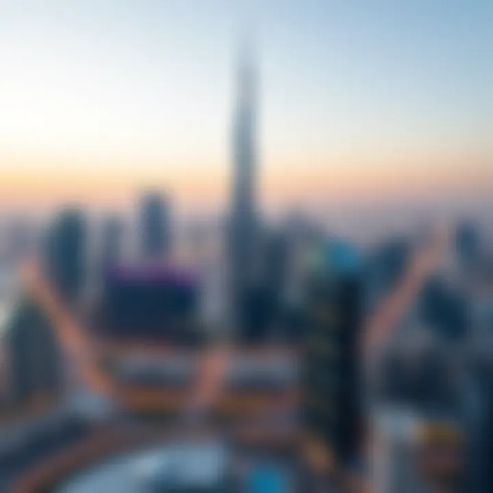 Aerial view of Vision Tower amidst Dubai's skyline